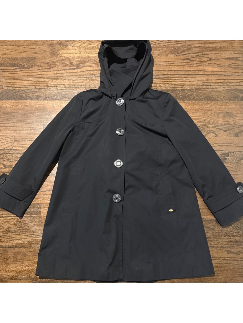 New Ellen Tracy Black Hooded Jacket Size PM Petite Medium
